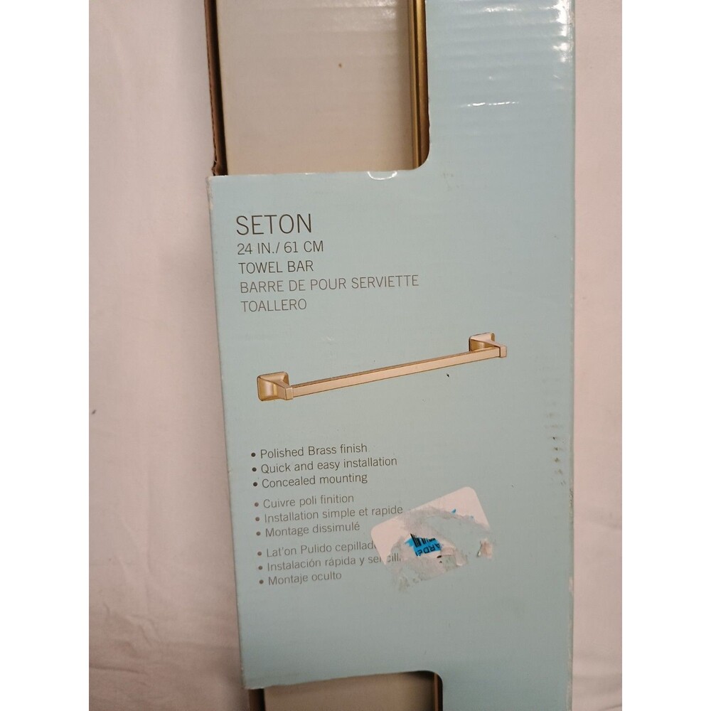 Style Selections Seton 24" Towel Bar Polished Brass Gold #051976 New - Picture 4 of 8